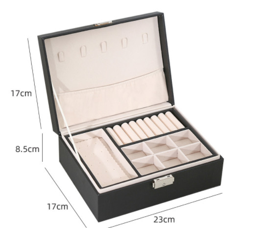 PU Jewelry Box, PU Leather Small Portable Travel Case, 2 Layers Organizer Display Storage Holder Jewelry Box Earrings