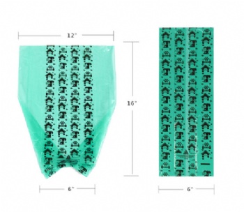 Green Dog Poop Bags Custom Printed With Box With Bone Shape Dispenser