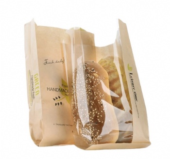 Food Wrapping Biodegradable Baguette Paper Bread Bags With Window