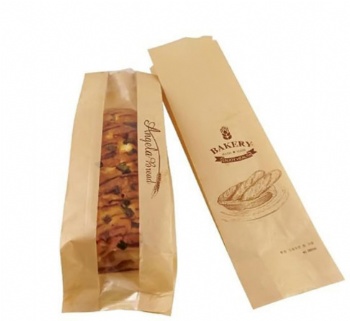Food Wrapping Biodegradable Baguette Paper Bread Bags With Window