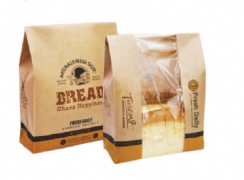 Custom Brown Paper Bag For Bread Packaging With Window