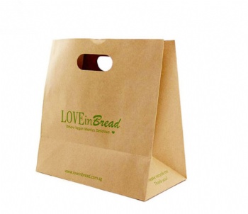 Recyclable Die Cut Handle Paper Bag For French Bread/Sandwich Packaging